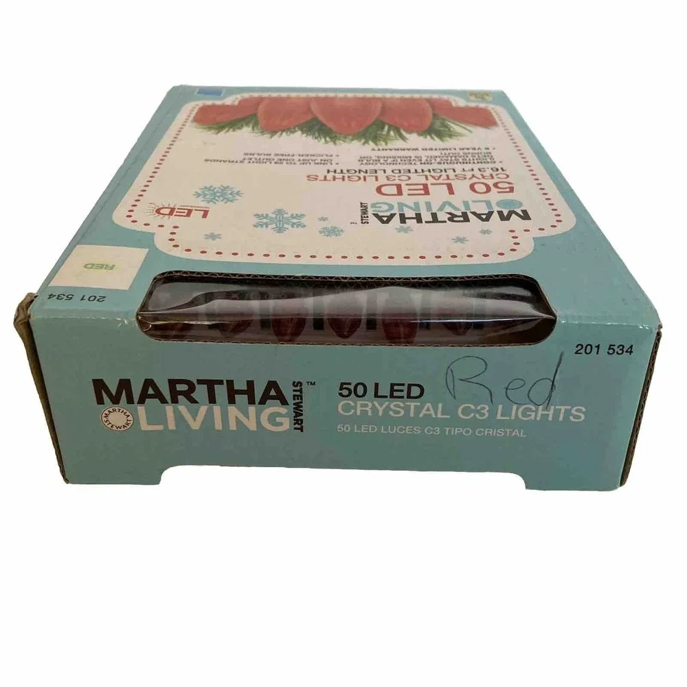 Martha Stewart Living 50 LED Crystal C3 Lights Red 16.3 Ft Lighted Length NEW